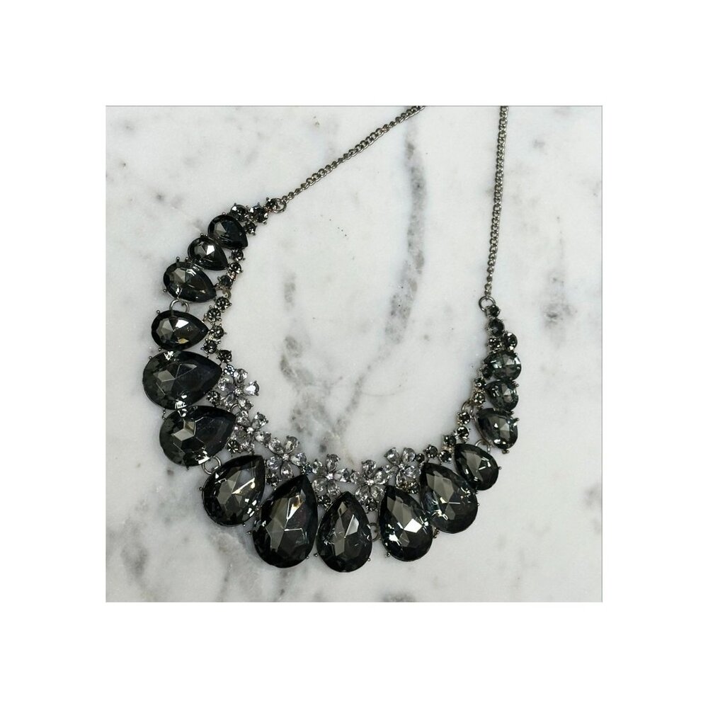 Teardrop Crystal Statement Necklace With Adjustable Chain Goth Wedding Prom